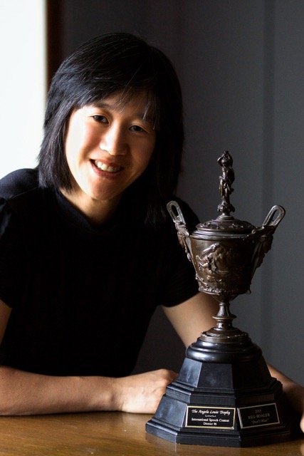 Angela Louie with her trophy