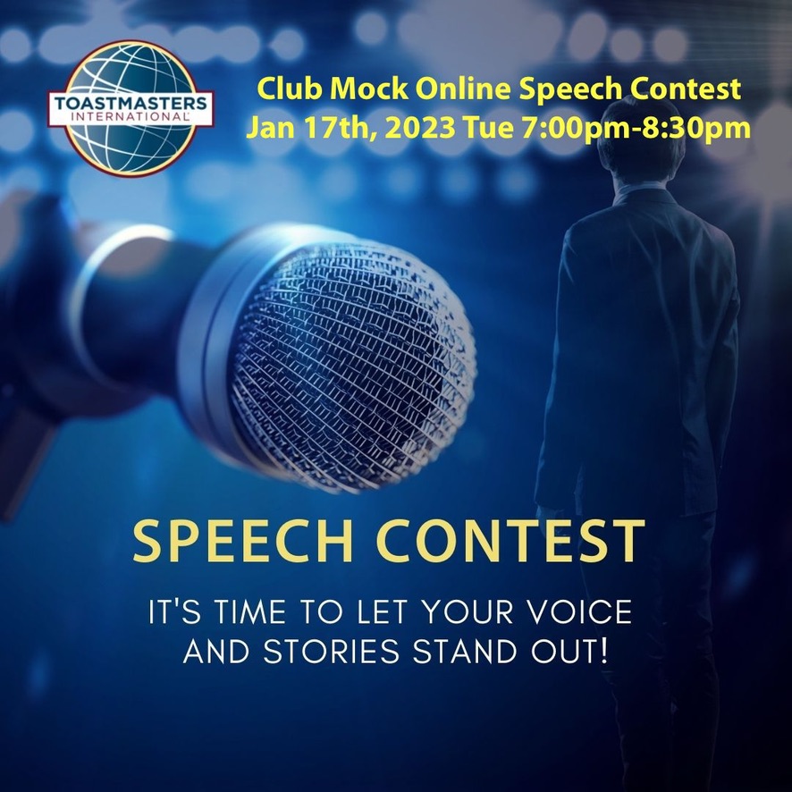 Online Mock Speech Contest Jan 17th, 2023 Tue 7:00pm - 8:45pm