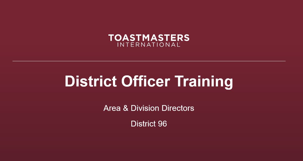 District Area & Division Director Training