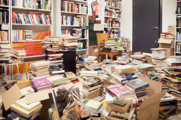 Book Shelves and Desk full of Books