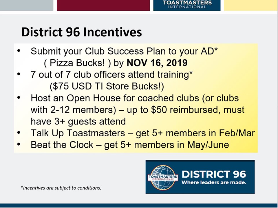 Incentives for D96 - Nov 2019