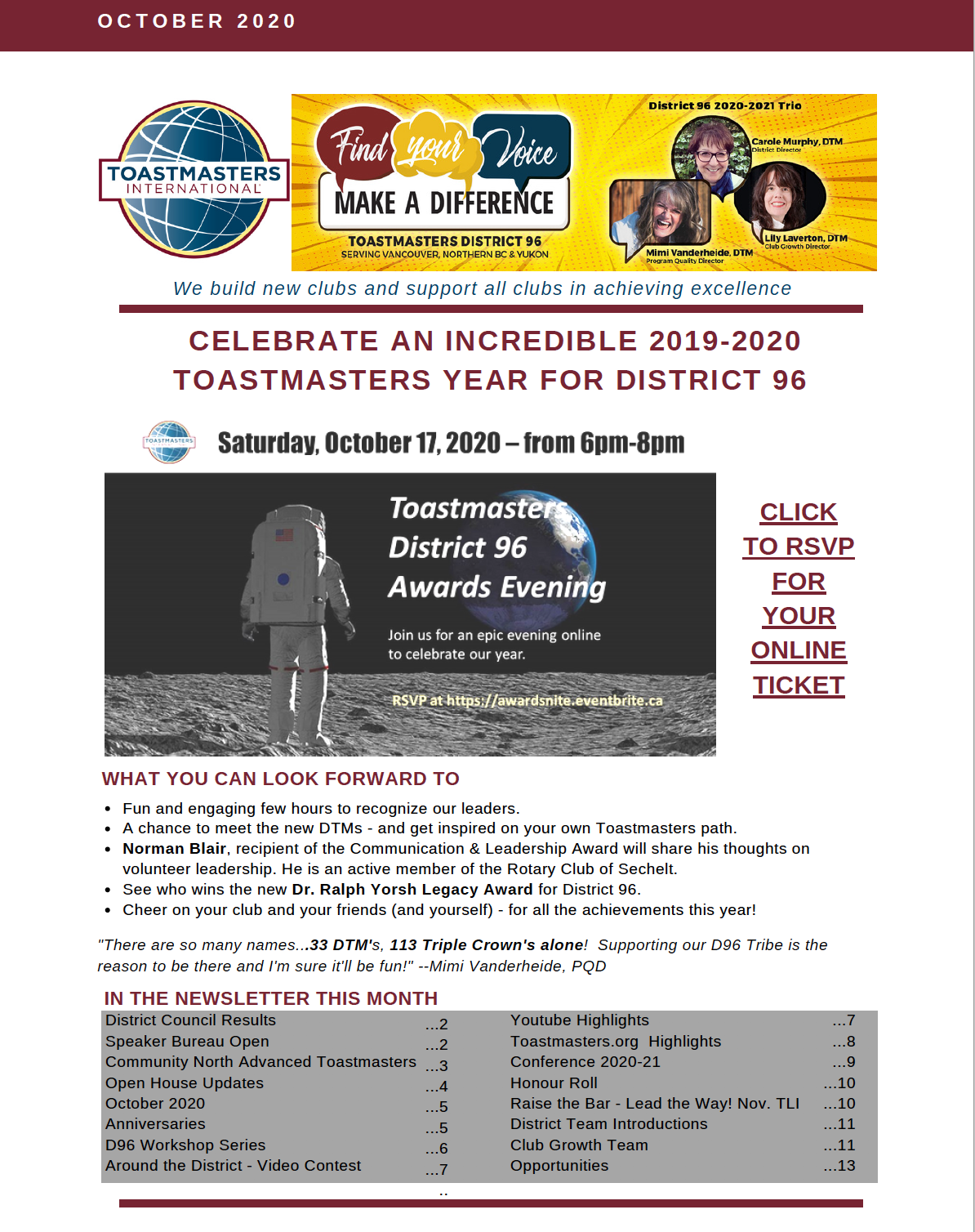 District 96 October Newsletter