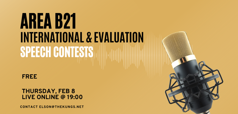 Image with a microphone, the contest name, date and time. Gold background.