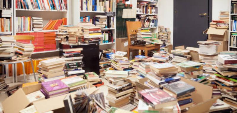 Book Shelves and Desk full of Books